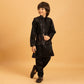 Rajwada Black Satin Embellished Stitched Kurta Set For Kids