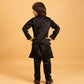 Rajwada Black Satin Embellished Stitched Kurta Set For Kids
