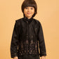 Rajwada Black Satin Embellished Stitched Kurta Set For Kids