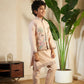 Rajwada Peach Viscose Silk Embellished Stitched Kurta Set For Kids