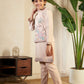 Rajwada Peach Viscose Silk Embellished Stitched Kurta Set For Kids