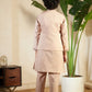 Rajwada Peach Viscose Silk Embellished Stitched Kurta Set For Kids