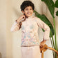 Rajwada Peach Viscose Silk Embellished Stitched Kurta Set For Kids