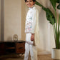Rajwada White Viscose Silk Embellished Stitched Kurta Set For Kids