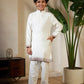 Rajwada White Viscose Silk Embellished Stitched Kurta Set For Kids
