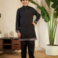 Rajwada Black Viscose Silk Embellished Stitched Kurta Set For Kids