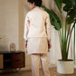 Rajwada Peach Viscose Silk Embellished Stitched Kurta Set For Kids
