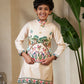 Rajwada Peach Viscose Silk Embellished Stitched Kurta Set For Kids