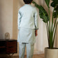 Rajwada Pista Green Viscose Silk Embellished Stitched Kurta Set For Kids