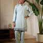 Rajwada Pista Green Viscose Silk Embellished Stitched Kurta Set For Kids