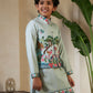 Rajwada Pista Green Viscose Silk Embellished Stitched Kurta Set For Kids