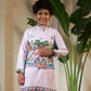 Rajwada Lavender Viscose Silk Embellished Stitched Kurta Set For Kids