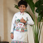 Rajwada White Viscose Silk Embellished Stitched Kurta Set For Kids