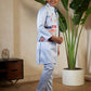 Rajwada Sky Blue Satin Embellished Stitched Kurta Set For Kids