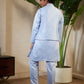 Rajwada Sky Blue Satin Embellished Stitched Kurta Set For Kids