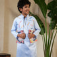 Rajwada Sky Blue Satin Embellished Stitched Kurta Set For Kids
