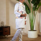 Rajwada White Satin Embellished Stitched Kurta Set For Kids