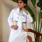 Rajwada White Satin Embellished Stitched Kurta Set For Kids