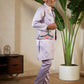 Rajwada Lavender Satin Embellished Stitched Kurta Set For Kids