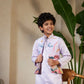 Rajwada Lavender Satin Embellished Stitched Kurta Set For Kids