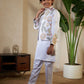 Rajwada White Satin Embellished Stitched Kurta Set For Kids