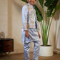 Rajwada Sky Blue Satin Embellished Stitched Kurta Set For Kids