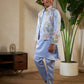 Rajwada Sky Blue Satin Embellished Stitched Kurta Set For Kids