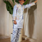 Rajwada Sky Blue Satin Embellished Stitched Kurta Set For Kids