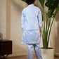 Rajwada Sky Blue Satin Embellished Stitched Kurta Set For Kids