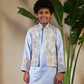 Rajwada Sky Blue Satin Embellished Stitched Kurta Set For Kids