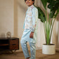 Rajwada Pista Green Satin Embellished Stitched Kurta Set For Kids