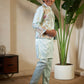 Rajwada Pista Green Satin Embellished Stitched Kurta Set For Kids