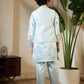 Rajwada Pista Green Satin Embellished Stitched Kurta Set For Kids