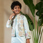 Rajwada Pista Green Satin Embellished Stitched Kurta Set For Kids