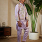 Rajwada Lavender Satin Embellished Stitched Kurta Set For Kids
