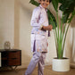 Rajwada Lavender Satin Embellished Stitched Kurta Set For Kids