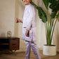 Rajwada Lavender Satin Embellished Stitched Kurta Set For Kids