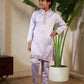 Rajwada Lavender Satin Embellished Stitched Kurta Set For Kids