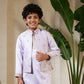 Rajwada Lavender Satin Embellished Stitched Kurta Set For Kids