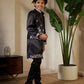 Rajwada Black Satin Embellished Stitched Kurta Set For Kids