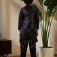 Rajwada Black Satin Embellished Stitched Kurta Set For Kids