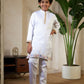 Rajwada White Satin Embellished Stitched Kurta Set For Kids
