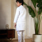 Rajwada White Satin Embellished Stitched Kurta Set For Kids