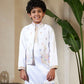 Rajwada White Satin Embellished Stitched Kurta Set For Kids