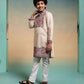 Rajwada Peach Viscose Silk Embroidered Stitched Kurta Set For Kids