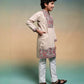 Rajwada Peach Viscose Silk Embroidered Stitched Kurta Set For Kids