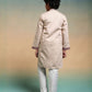 Rajwada Peach Viscose Silk Embroidered Stitched Kurta Set For Kids