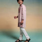 Rajwada Mauve Pink  Viscose Silk Embroidered Stitched Kurta Set For Kids