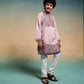 Rajwada Mauve Pink  Viscose Silk Embroidered Stitched Kurta Set For Kids