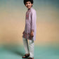 Rajwada Lavender Viscose Silk Embroidered Stitched Kurta Set For Kids